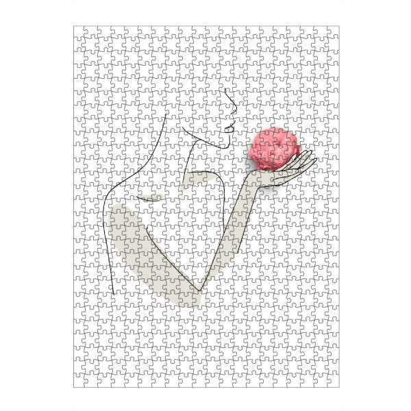 Puzzle Ravensburger "Minimal Line Art Woman and Rose" artboxONE - Floral,Schwarzweiß,Fashion,Für Mama - Blumen,Silhouette,Frau - Bild blumen