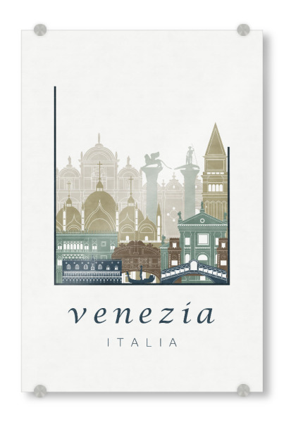 Acrylglasbild "Venice skyline light blue" artboxONE - Städte / Venedig,Kartografie