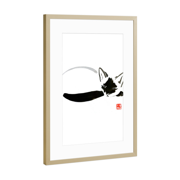 Poster mit Rahmen Gold "Sleeping siamese cat" artboxONE - Tiere,Schwarzweiß - Cat,Katze,Neko,Chat,Siamese,Japan