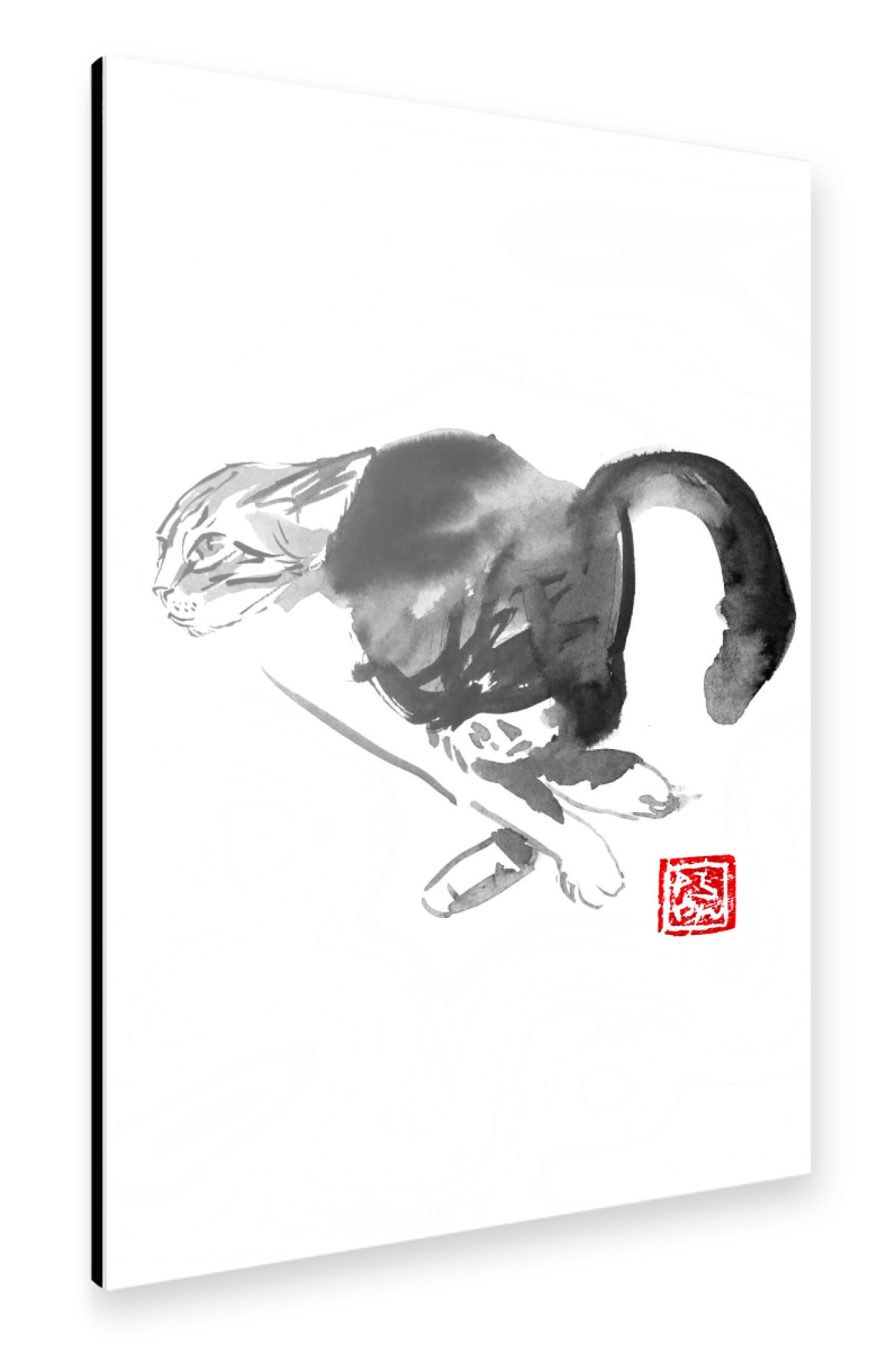 Alu-Dibond "Running cat" 75x50 cm artboxONE