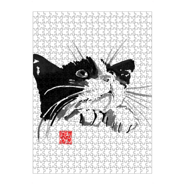 Puzzle Ravensburger "Begging cat" artboxONE - Tiere,Schwarzweiß - Cat,Neko,Sumie,Tiere,Katze - Bild cat