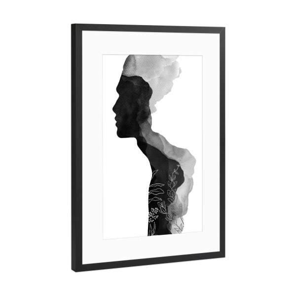 Poster mit Rahmen Schwarz (Metallic) "Him Couples Decor" artboxONE - Natur,Floral,Abstrakt,Menschen,Schwarzweiß,Liebe