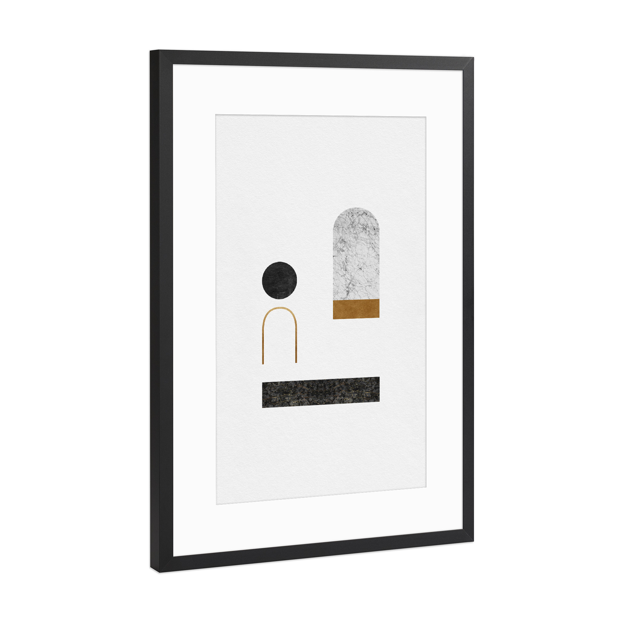 Poster mit Rahmen Schwarz (Metallic) "Abstract Geometric Minimal" artboxONE - Abstrakt,Schwarzweiß,Geometrie,Marmor