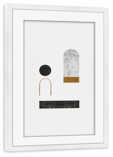 Poster mit Rahmen weiß "Abstract Geometric Minimal" artboxONE - Abstrakt,Schwarzweiß,Geometrie,Marmor