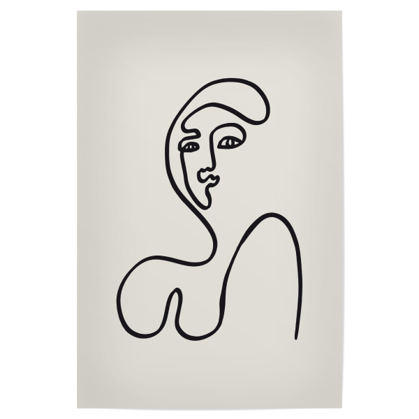 Poster "One Line Drawing Figure" artboxONE - Abstrakt,Menschen,Schwarzweiß - One line drawing,Minimalist,Woman,Naked