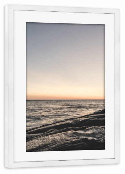 Poster mit Rahmen weiß "Atlantic horizon" artboxONE - Natur - Lofoten,Norwegen,Horizont,Meer,Natur
