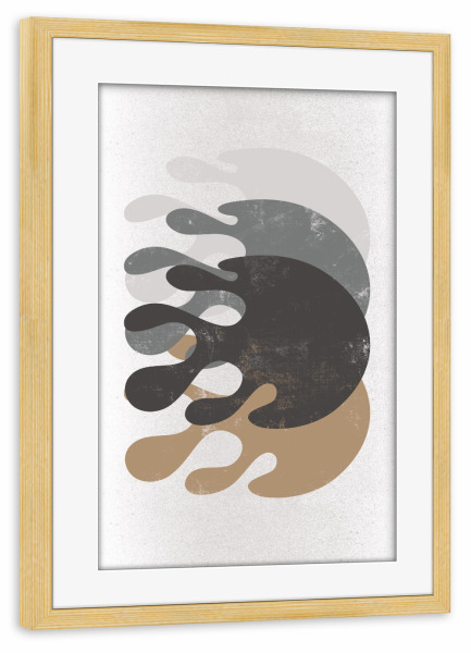 Poster mit Rahmen kiefer "Splashes Abstract" artboxONE - Abstrakt - Gold,Grey,Brown,Abstract,Splash,Plastic,Texture,Minimal