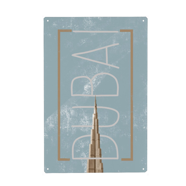 Holzbild "Dubai Green" artboxONE - Reise,Architektur,Ultraviolet,Städte / Dubai