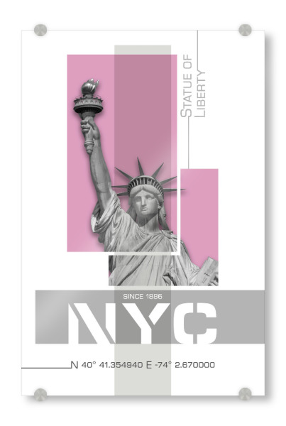 Acrylglasbild "NYC Freiheitsstatue | pink" artboxONE - Städte / New York