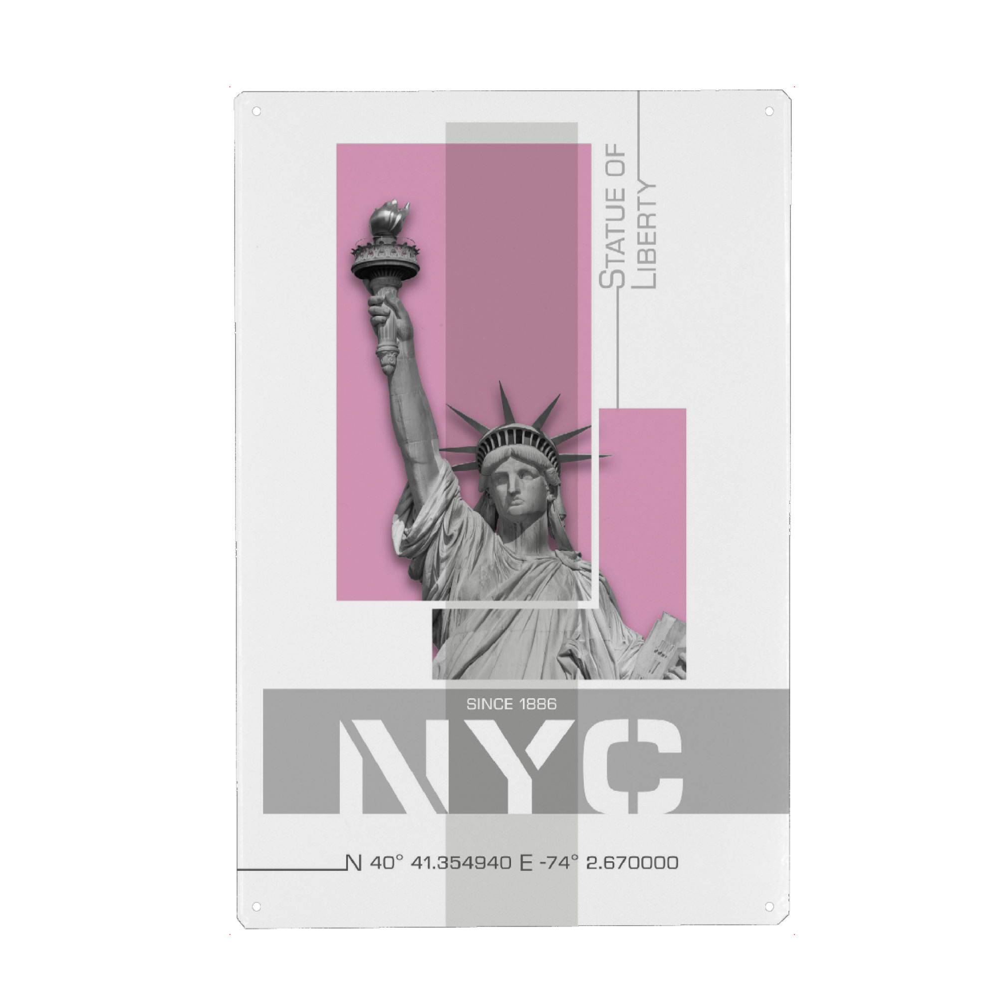 Metall Poster "NYC Freiheitsstatue | pink" artboxONE - Städte / New York