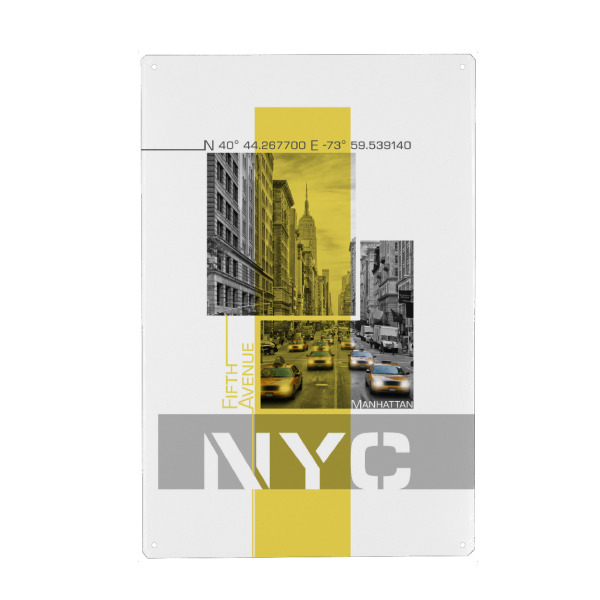 Metall Poster "Fifth Avenue Verkehr | gelb" artboxONE - Städte / New York