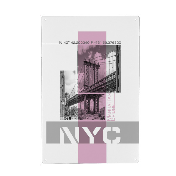 Holzbild "NYC Manhattan Bridge | pink" artboxONE - Städte / New York