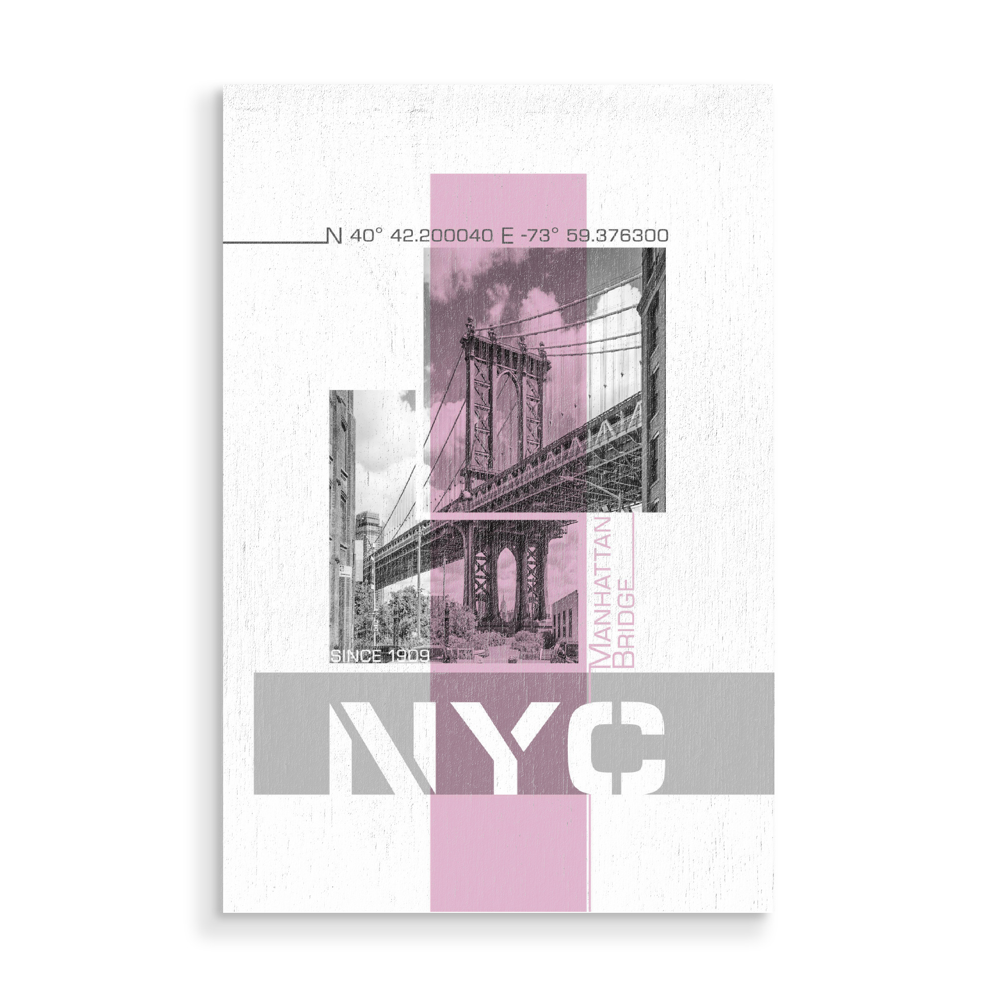 Holzbild "NYC Manhattan Bridge | pink" artboxONE - Städte / New York
