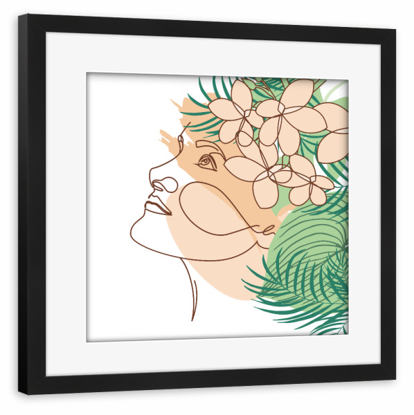 Poster mit Rahmen schwarz "Tropical Aloha Girl -Modern Art" artboxONE - Floral,Fashion,Für Mama - Frau,Silhouette,Abstrakt,Blumen,Flower