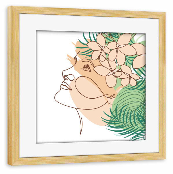 Poster mit Rahmen kiefer "Tropical Aloha Girl -Modern Art" artboxONE - Floral,Fashion,Für Mama - Frau,Silhouette,Abstrakt,Blumen,Flower