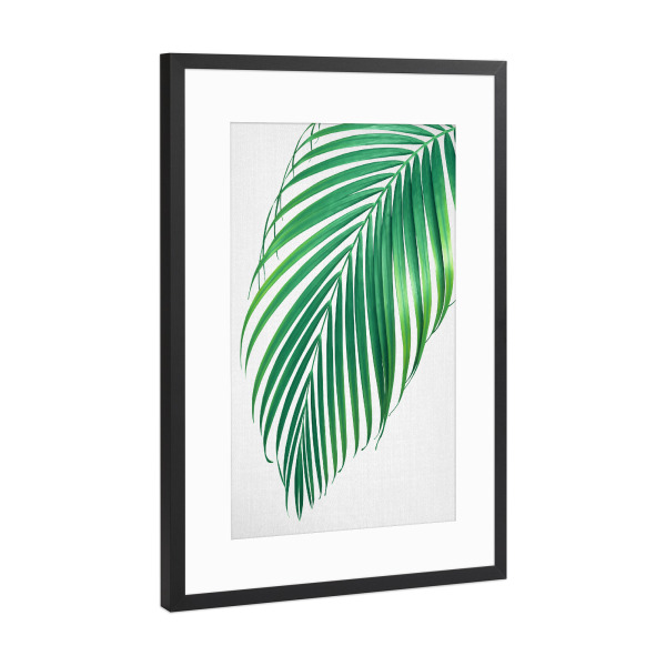 Poster mit Rahmen Schwarz (Metallic) "Palm Leaf green" artboxONE - Natur,Floral,Für Kinder,Für Mama,Für Papa