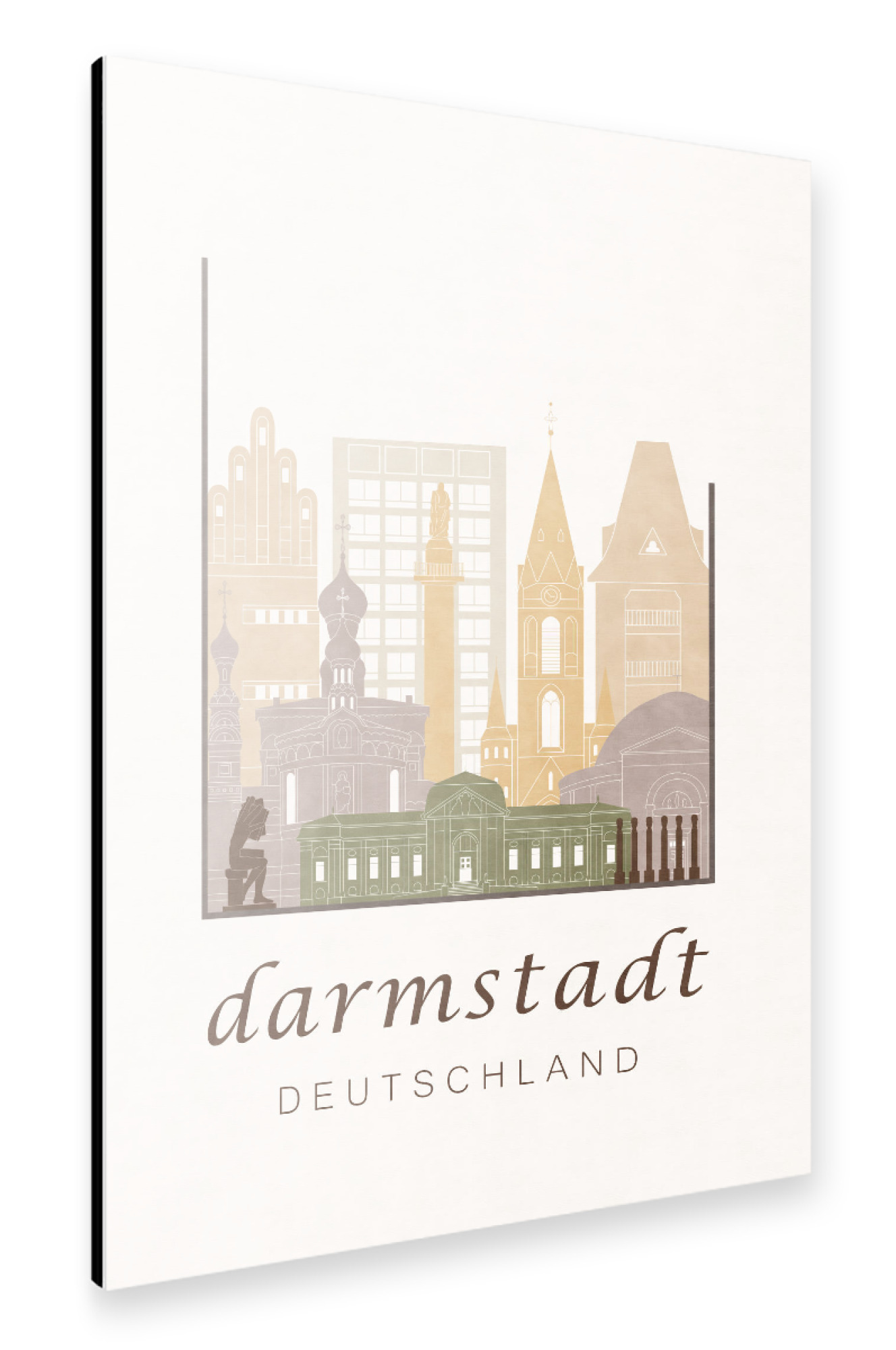 Alu-Dibond "Darmstadt skyline, rustic" 30x20 cm artboxONE