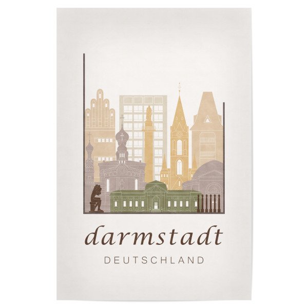 Poster 30x20 cm "Darmstadt skyline, rustic" artboxONE - Städte,Kartografie - Darmstadt,Germany,Deutschland,Skyline,Cityscape,Travel