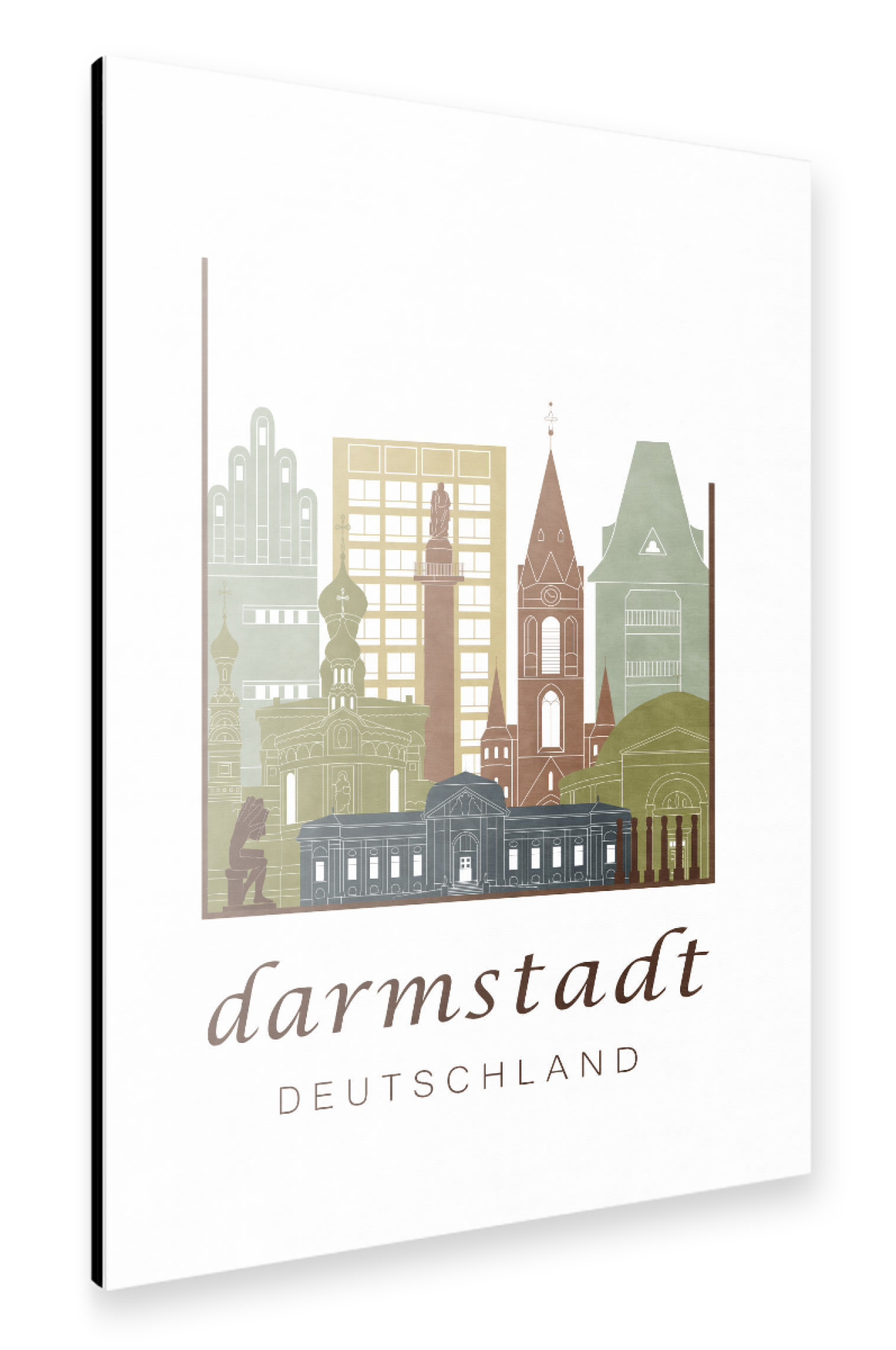 Alu-Dibond "Darmstadt skyline light brown" 30x20 cm artboxONE