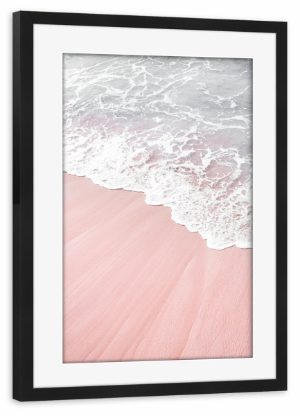 Poster mit Rahmen schwarz "Pink Sand Beach Photo" artboxONE - Natur,Abstrakt,Reise / Strand und Meer - Pink sand beach