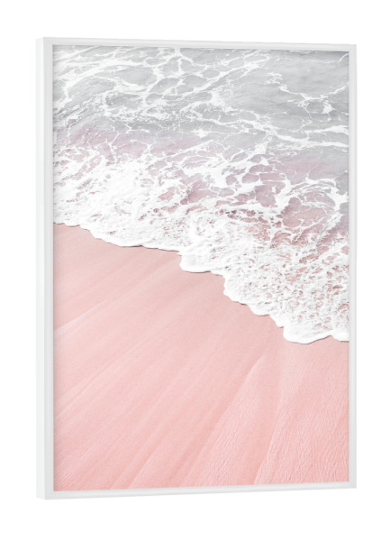 Poster mit weißem Rahmen "Pink Sand Beach Photo" artboxONE - Natur,Abstrakt,Reise / Strand und Meer - Pink sand beach
