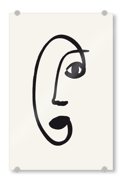 Acrylglasbild "Line Art Face" artboxONE - Abstrakt,Menschen,Schwarzweiß - Line art,One line,Abstract face