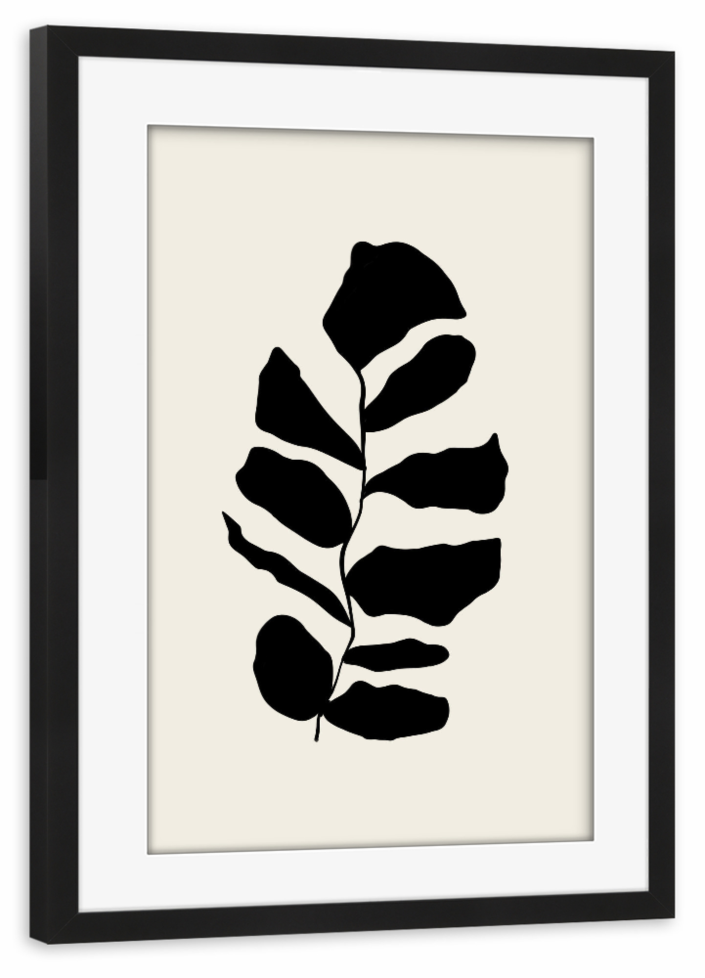 Poster mit Rahmen schwarz "Minimalist Leaves" artboxONE - Floral,Schwarzweiß - Eucalyptus,Leaves,Black and white,Plant,Pflanze,Blatt