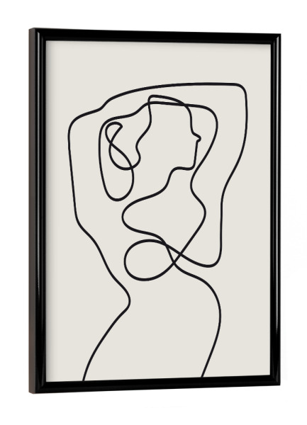 Poster mit schwarzem Rahmen "One Line Drawing Woman" artboxONE - Abstrakt,Menschen,Schwarzweiß
