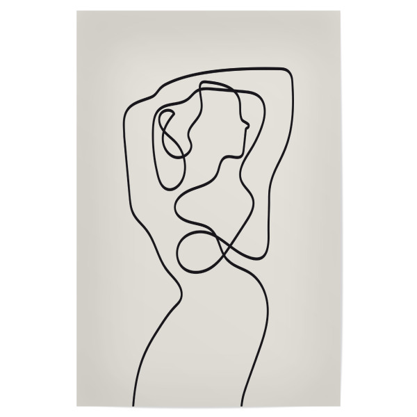 Poster 30x20 cm "One Line Drawing Woman" artboxONE - Abstrakt,Menschen,Schwarzweiß - One line drawing,Continuous line,Abstract art,Minimalist