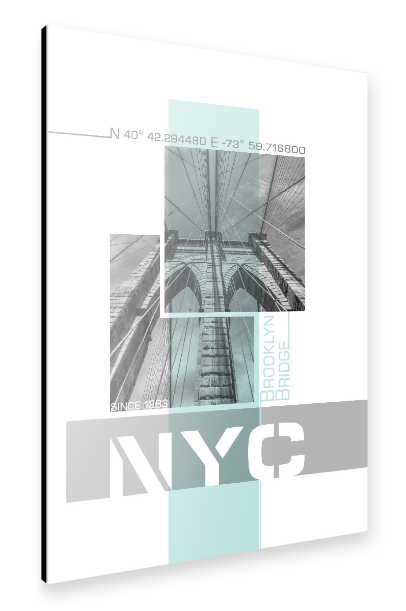 Alu-Dibond "Brooklyn Bridge Details | türkis" 30x20 cm artboxONE
