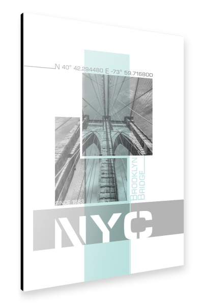 Alu-Dibond "Brooklyn Bridge Details | türkis" 30x20 cm artboxONE