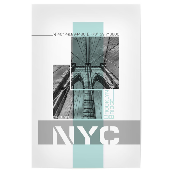 Poster "Brooklyn Bridge Details | türkis" artboxONE - Städte / New York