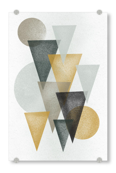 Acrylglasbild "Triangles Yellow Grey" artboxONE - Abstrakt,Geometrie - Yellow,Grey,Triangle,Scandinavian,Minimal,Geometry,Abstract,Texture,Pattern