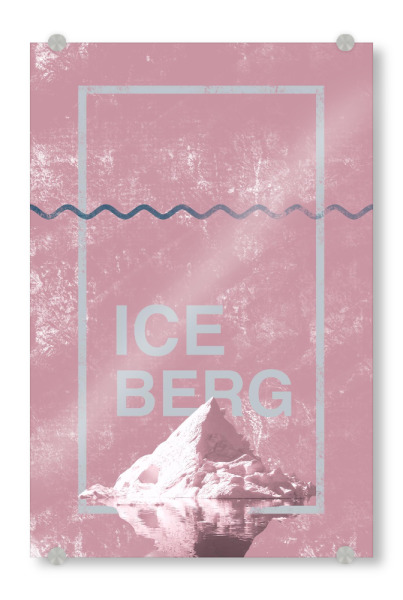 Acrylglasbild "Iceberg in Pink" artboxONE - Typografie,Reise - Pink,Water,Iceberg,North,Travel,Ocean,Minimal,Rock,Typography,Nature