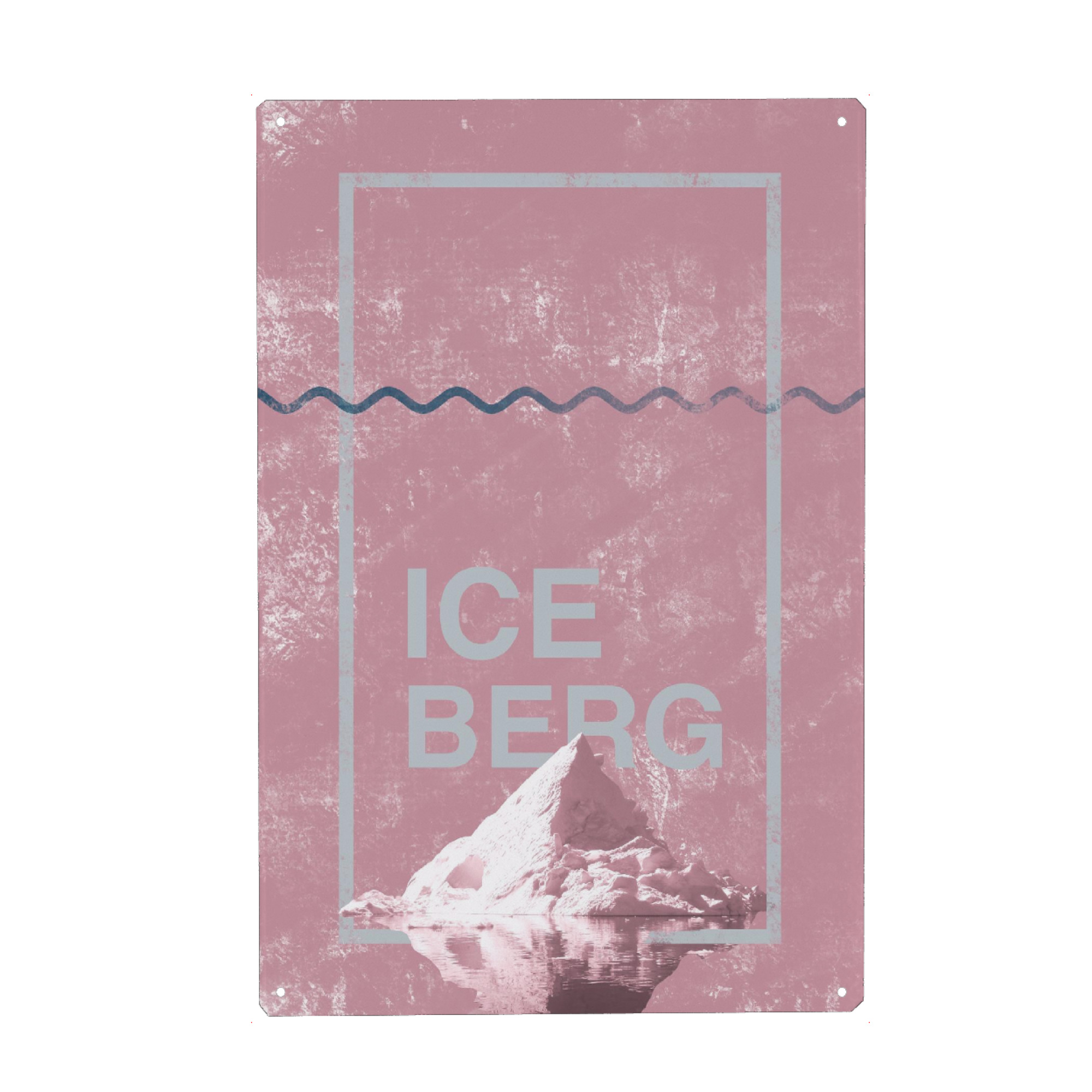 Holzbild "Iceberg in Pink" artboxONE - Typografie,Reise - Pink,Water,Iceberg,North,Travel,Ocean,Minimal,Rock,Typography,Nature