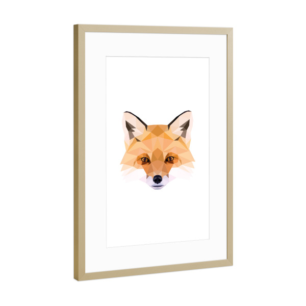 Poster mit Rahmen Gold "FUCHS POLY ART" artboxONE - Tiere