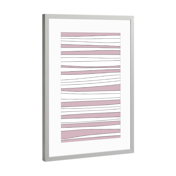 Poster mit Rahmen Silber "Purple lines" artboxONE - Abstrakt,Geometrie - Streifen,Linien,Muster,Geometrisch,Minimalistisch,Lila,Asymmetrisch,Abstrakt