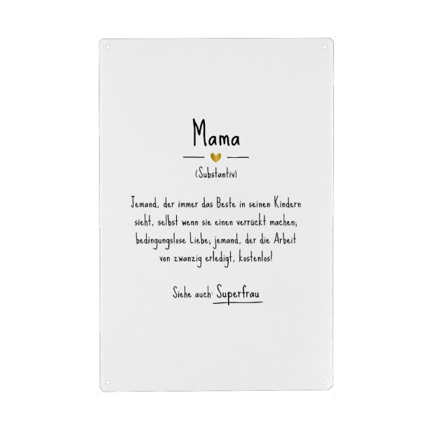 Metall Poster "Mama | Definition (DE)" artboxONE - Typografie,Für Kinder,Schwarzweiß,Liebe,Für Mama
