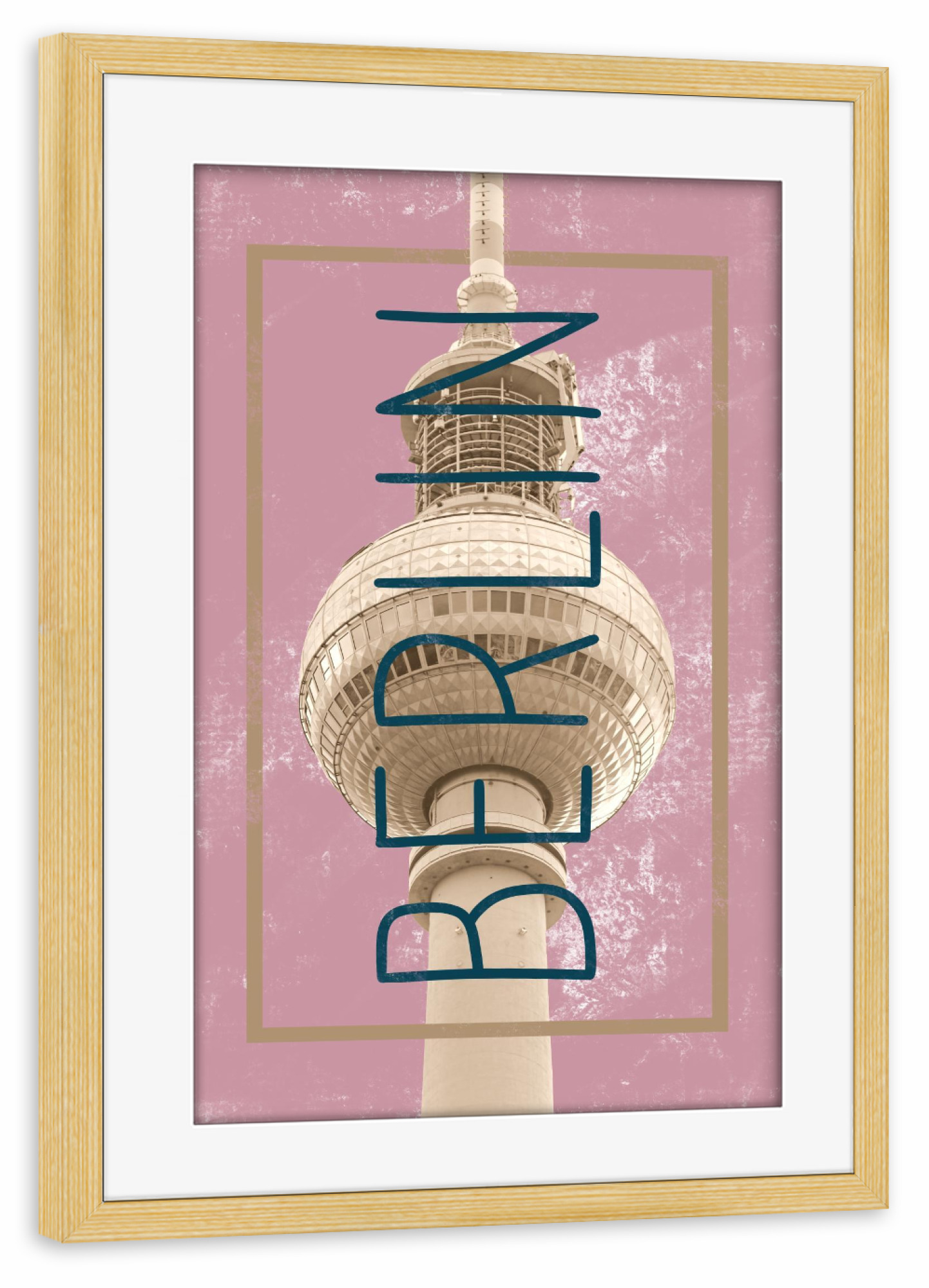 Poster mit Rahmen kiefer "Berlin Pink" artboxONE - Städte / Berlin,Typografie,Reise,Architektur