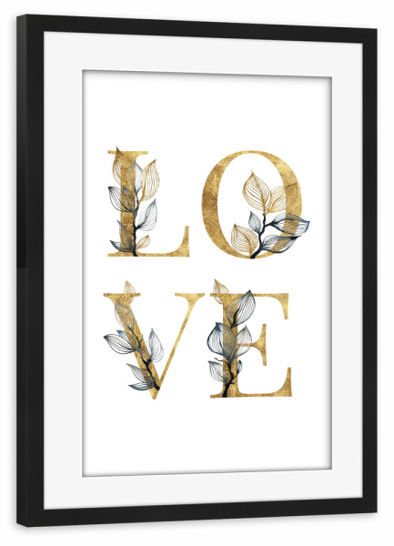 Poster mit Rahmen schwarz "Love - Liebe" artboxONE - Typografie