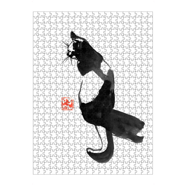 Puzzle Ravensburger "Shadow cat" artboxONE - Tiere,Schwarzweiß - Cat,Katze,Neko,Chat,Sumie,Japan - Bild cat