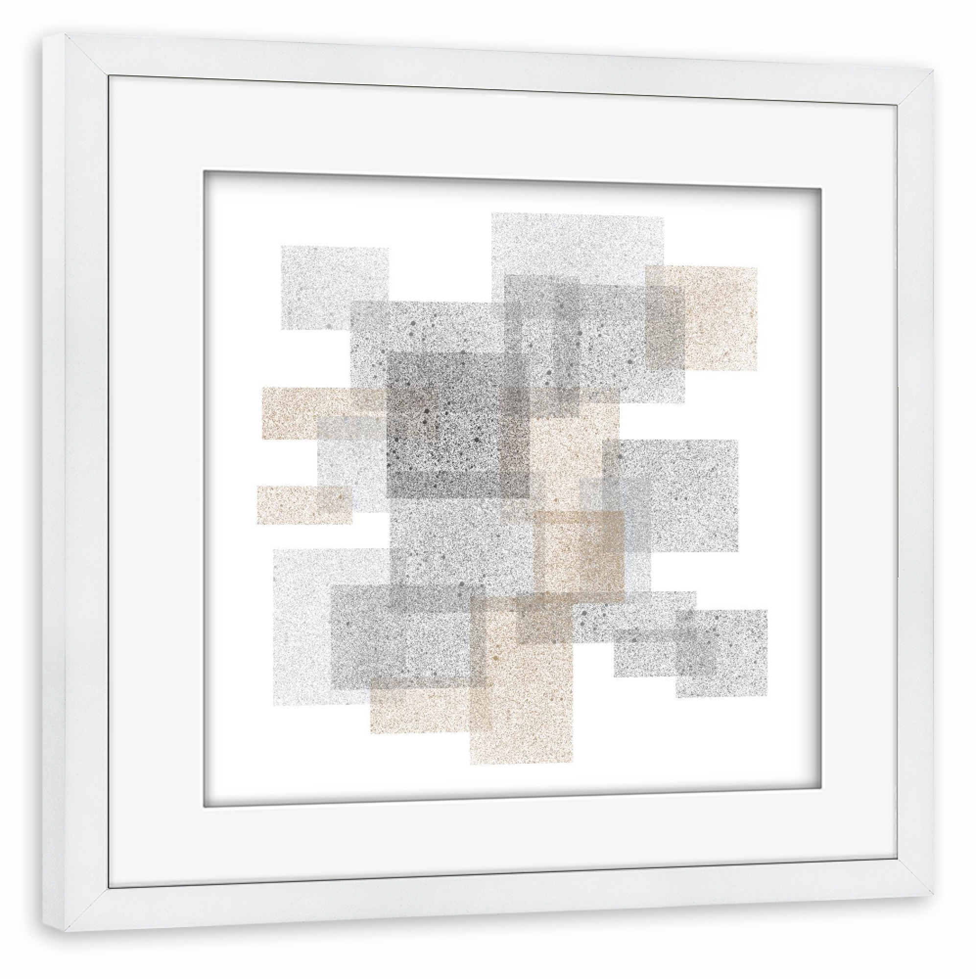 Poster mit Rahmen weiß "Golden and grey rectangles" artboxONE - Abstrakt - Gold,Grey,Rectangle,Minimal,Mild,Pale