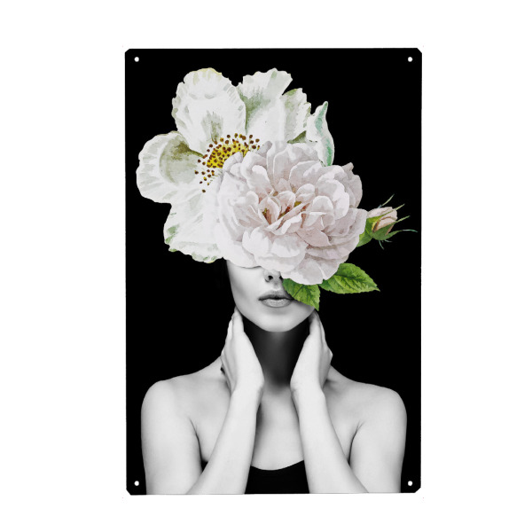 Metall Poster "Woman Flowers" artboxONE - Menschen - Mulher,Flowers - Blechschild