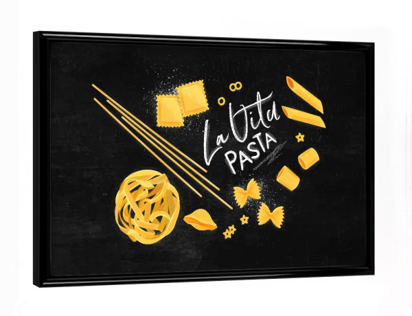 Poster mit schwarzem Rahmen "La vita pasta chalk" artboxONE - Essen & Trinken