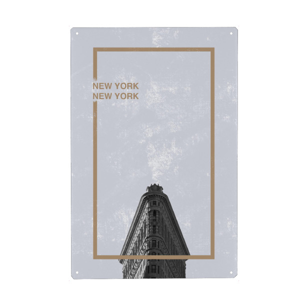 Metall Poster "New York New York in grey" artboxONE - Städte / New York,Typografie,Reise,Marmor