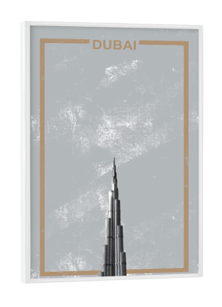 Poster mit weißem Rahmen "Dubai Grey" artboxONE - Typografie,Reise,Architektur,Städte / Dubai