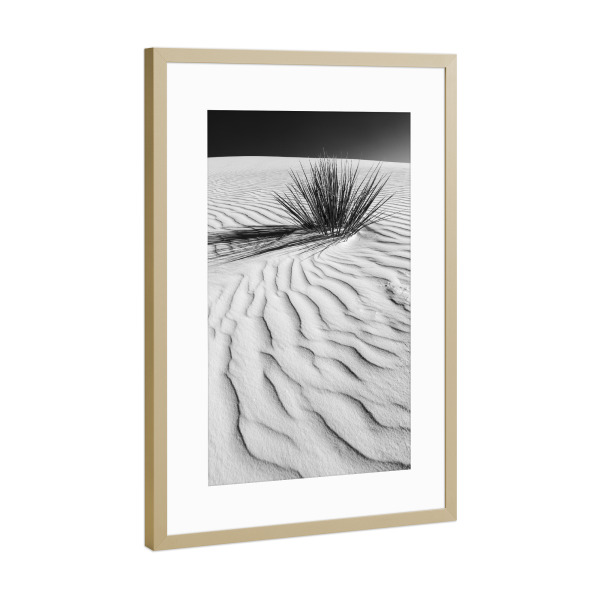 Poster mit Rahmen Gold "Wellenzeichnung der Dünen" artboxONE - Natur,Schwarzweiß