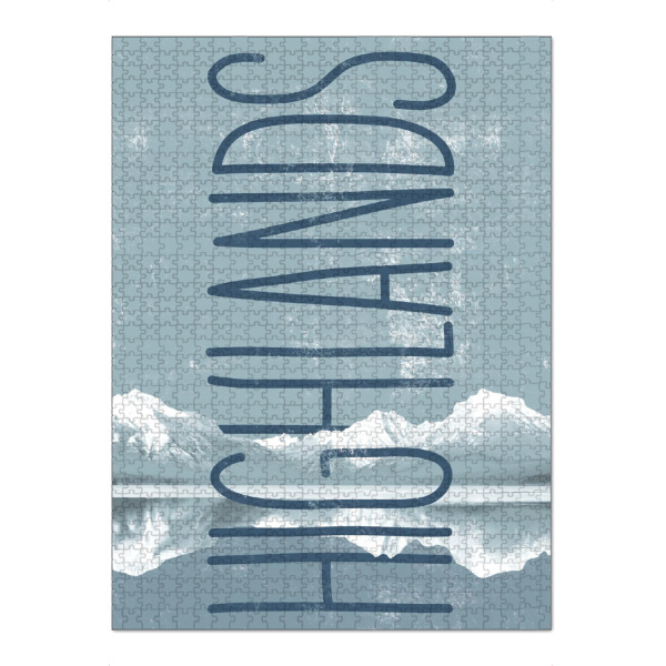 Puzzle Ravensburger "Highlands Green" artboxONE - Typografie,Natur,Reise - Lettering,Typography,Nature,Minimal,Mountain,Scandinavian,Green,Alps,Peaks