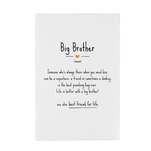 Holzbild "Big Brother | Definition" artboxONE - Typografie,Für Kinder,Schwarzweiß,Liebe