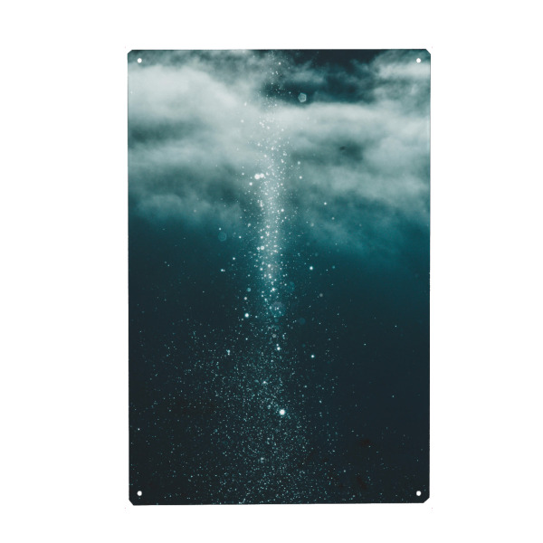 Metall Poster "Mystic Falls" artboxONE - Natur - Snow,Glitter,Sparkle,Cloud,Air,Xmas,Christmas,Light,Light blue,Night,Sky - Blechschild